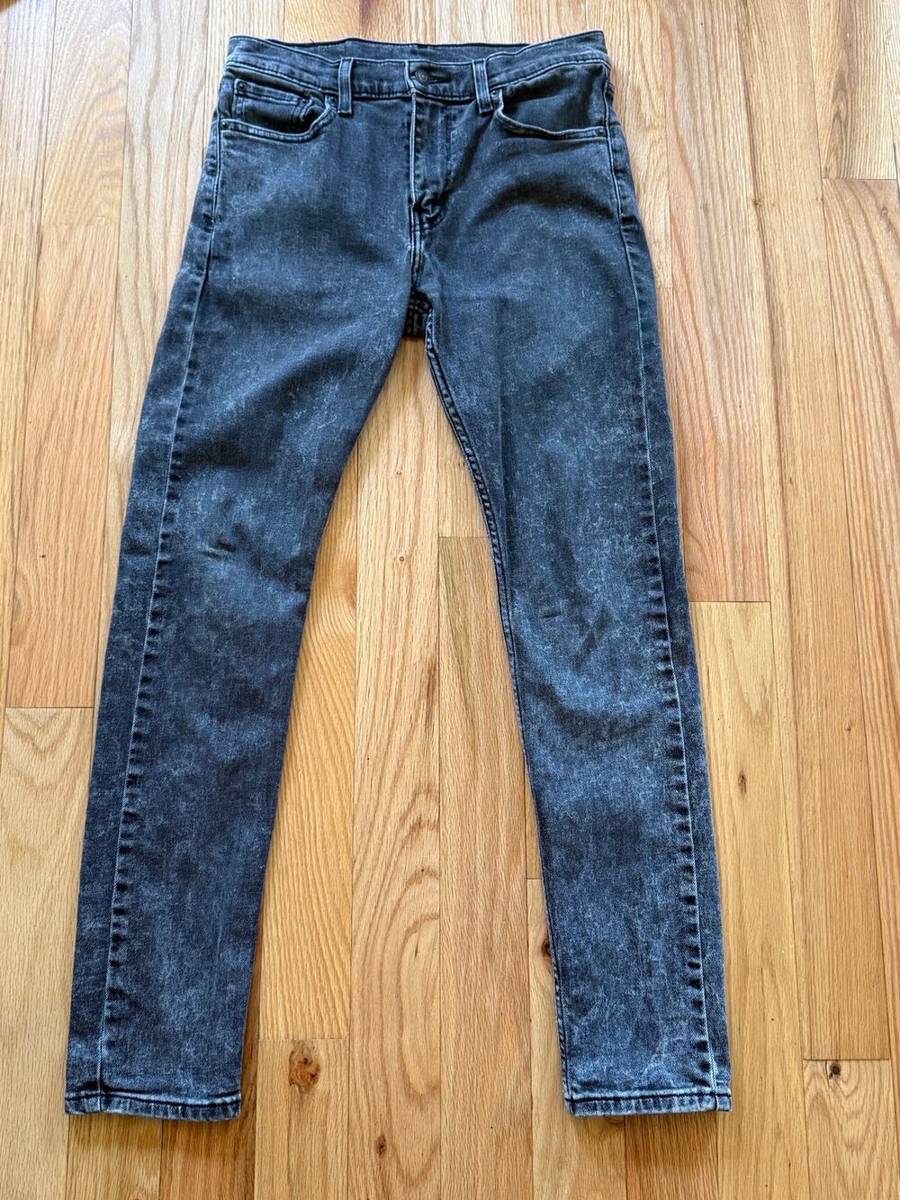 Levis 512 Slim Taper Jeans Mens W30 L32 Gray Black Acid Wash Stretch Denim